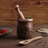 3.5 GoCraft Wooden Carved Mortar and Pestle | Grinder for Herbs, Spices and Kitchen Usage, Natural Mango Wood Engraved