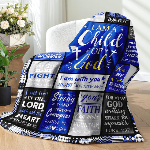 Sruemiul 60"x80" Christian Gifts for Men - Baptism Gifts for Boys & Men - Bible Verse Christian Blanket - Inspirational