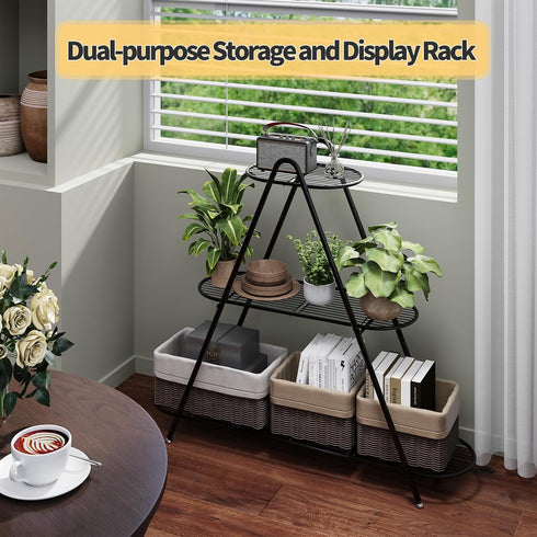 Furshus 3-Tier Plant Stand for Patio, Metal Plant ShelfIndoor/Outdoor Display Rack for Multiple Pots, Heavy Duty