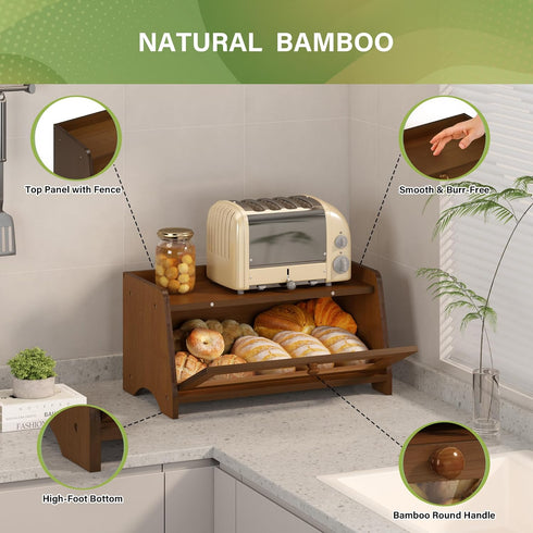 Countertop, JANSNIMEN Vintage Bread Box for Kitchen Large Bread Container Storage, Wooden Farmhouse Bread Box