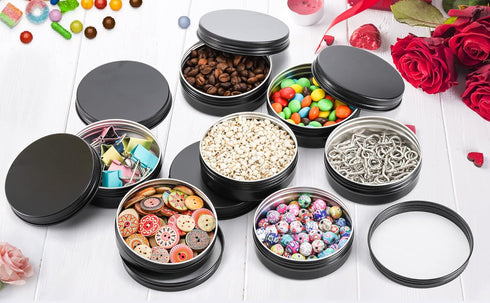 Foraineam 24 Pack 4 oz Round Tins, Aluminum Empty Tins for Metal Storage, Spice Containers, Travel Tin Cans
