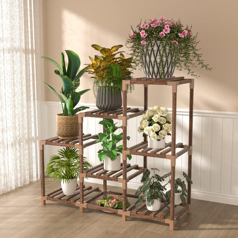 NIREUS Plant Stand Indoor and Outdoor,Wooden Plant Stand Multi Terrace Living Room Corner Balcony and Garden, Wooden