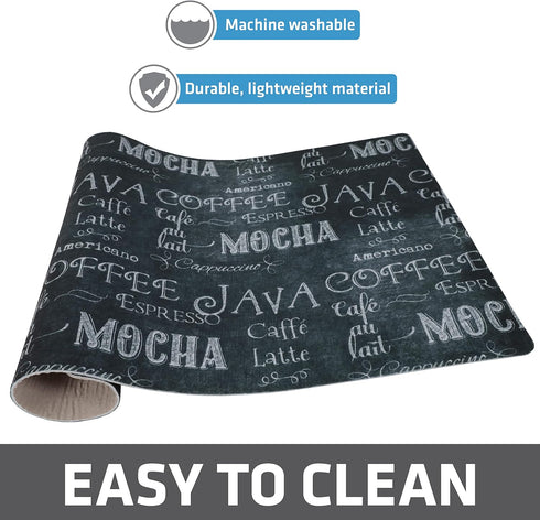Drymate Coffee Maker Mat, Absorbent & Waterproof Kitchen Counter Protector, 12” x 20” Java Chalkboard Accessory