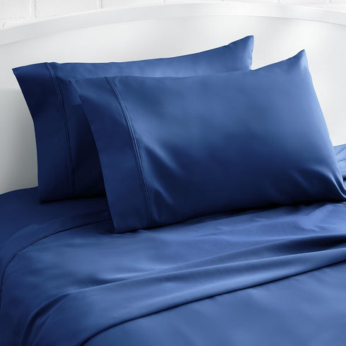 Amazon Basics 400 Thread Count Cotton Pillow Cases, King, Navy - Set of 2, 40" L x 20" W, Pillows Not Included