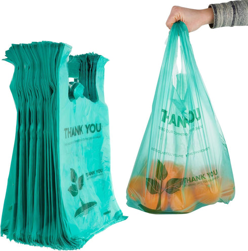 Stock Your Home Eco Grocery Bags Disposable T-Shirt Thank You Bag with