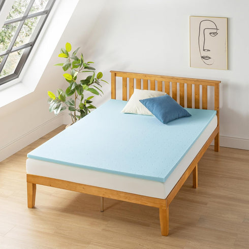 Best Price Mattress 1.5 Inch Ventilated Memory Foam Mattress Topper, Cooling Gel Infusion, CertiPUR-US Certified, Twin