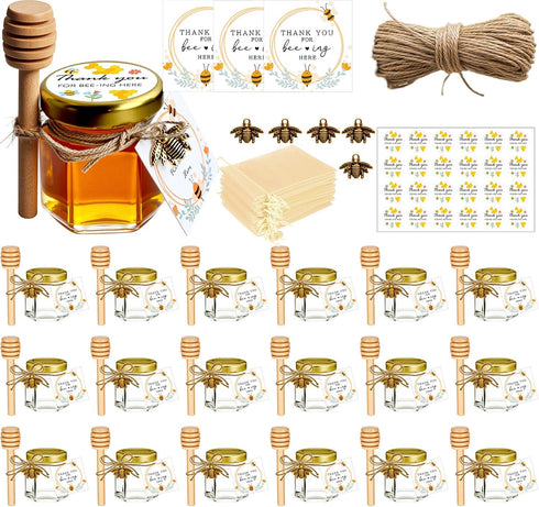 Adabocute 20 Pack Mini Honey Jars with Dipper - Perfect for Baby