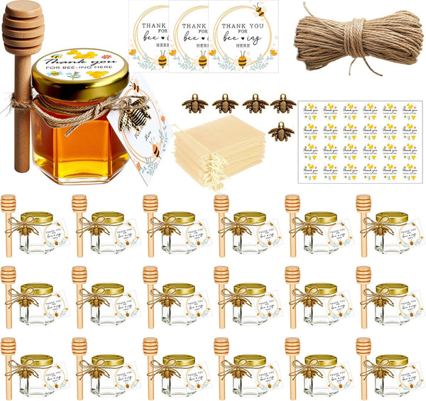 Adabocute 20 Pack Mini Honey Jars with Dipper - Perfect for Baby