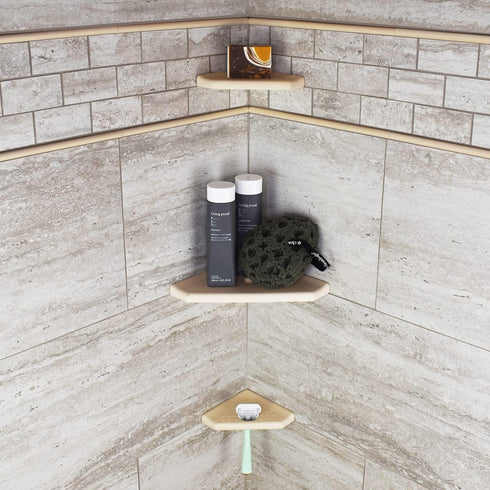 5" Questech Corner Shower Footrest, Lugged for New Construction, Shaving Shelf for Inside Shower, Bathroom Storage