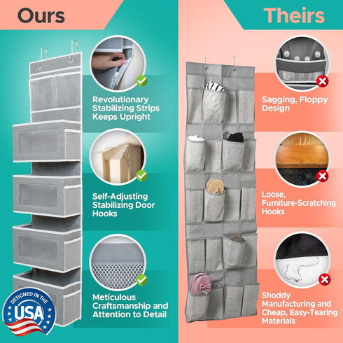 Over the Door Organizer, Clear Mesh Window Hanging Storage Rack for Bedroom, Bathroom, Kids Room, Space Saving Shelves