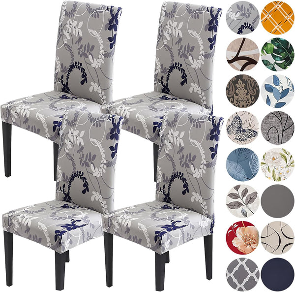 HZDHCLH Chair Covers for Dining Room, Set of 4 Stretch Spandex Grey Parsons Chair Slipcover