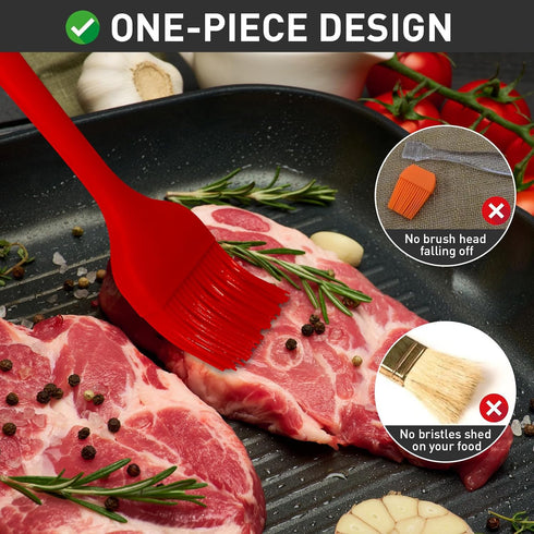 Pastry Brush-Begonia Silicone Basting Brush for Cooking,2pcs 10+8 in Heat Resistant Food Brushes for Baking, Grilling, Cooking and Spreading Oil, Butter, BBQ Sauce, or Marinade Red,A-11 by Begonia