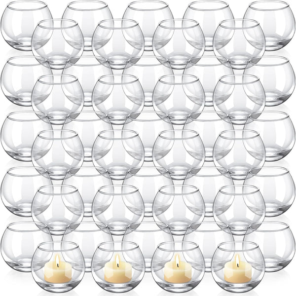 Ziliny 48 Pcs Clear Glass Votive Candle Holders Bulk Tealight Candle Holders