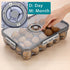 BTSKY Premium Plastic Egg Holder for Fridge - 24 Count Egg Container with Time Reminder and Lid, Reusable Stackable Egg