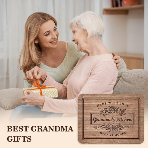 Grandma Gifts, Grandma Birthday Gifts - Grandma's Kitchen Cutting Board, Thoughtful Gifts for Grandma from Grandkids, Best Grandma Gift Ideas for Mothers Day Christmas - Wood Walnut Cutting Board by leebbsin
