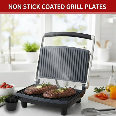 Panini Press Gourmet Grilled Cheese and Sandwich Maker - Electric Indoor Grill with Drip Tray for Healthy Cooking