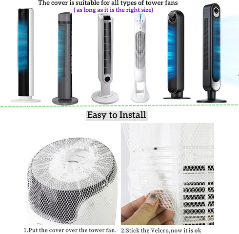 Mesh Cover for Oscillating Tower Fan, Reusable Dustproof Cover for 35" to 46" Tower Fans, 1 Pack