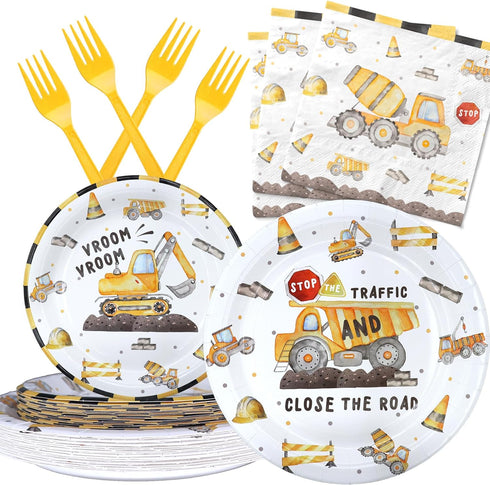 Celee Construction Birthday Party Decorations Set - Construction Party Decorations, Plates, Napkins, and