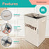 90-Liter Wondersome Laundry Hamper with Wheels - Farmhouse Cream - Extra Large Collapsible Rolling Clothes Cart - Heavy