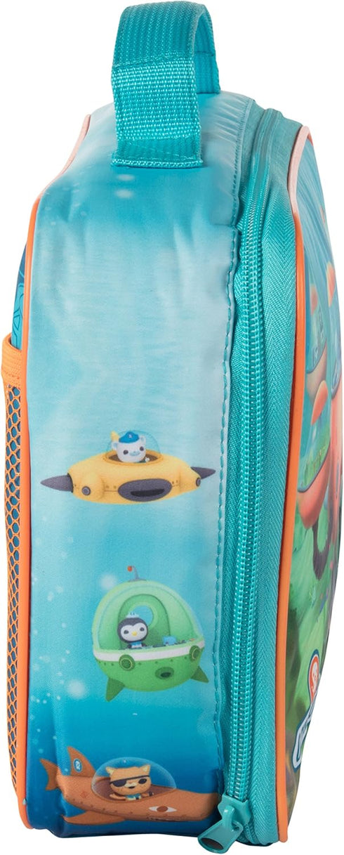 OCTONAUTS Insulated Lunch Sleeve, Reusable School Lunch Box for Kids, Heavy Duty Tote Bag, Blue Underwater Pod