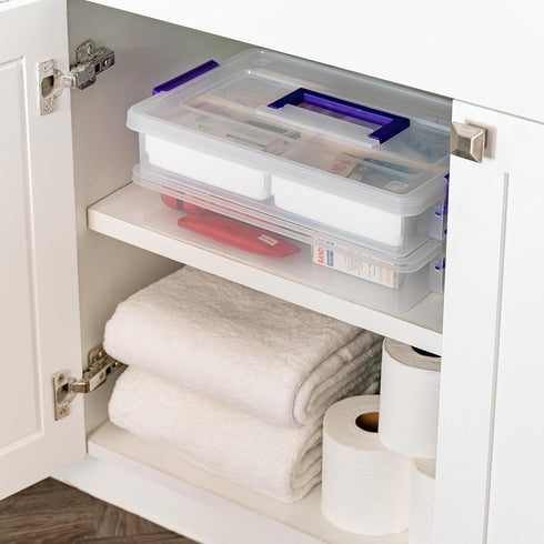 IRIS USA Plastic Storage Bins - 9.4 Qt. Craft Organizers with Removable Tray, Handle for Art Supply Storage