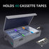 Cassette Tape Storage Box, Practical Cassette Tape Holder 16.34 x 9.25 x 3.54 Inch, Cassette Rack with Lids and Index Labels to store to 48 Cassette Tape Cases - Gray by T WaveTree