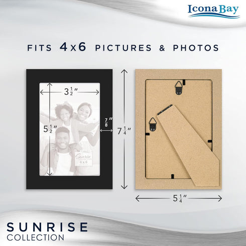 Icona Bay - 4x6 Picture Frames - Black, 5 Pack - Painted Solid One-Piece Wood Composite, Modern Farmhouse