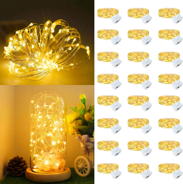 24Pack Fairy Lights Battery Operated, 7ft 20 LED 3 Modes Speed Twinkle
