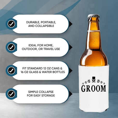 Shop4Ever Groom and Groom’s Drinking Team Member Can Coolie ~ Wedding Bachelor Party Beer Can Sleeve Coolers (Member,