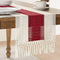 ZeeMart Macrame Style Bicolor Stitching Table Runner, 14 x 72 Inch Red/Ivory,