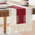ZeeMart Macrame Style Bicolor Stitching Table Runner, 14 x 72 Inch Red/Ivory,