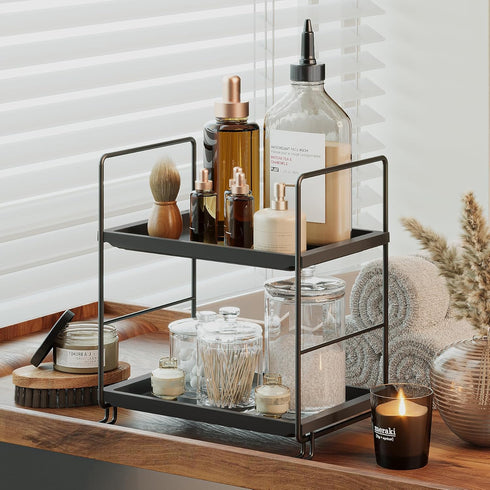 NLBTW 2-Tier Counter Countertop Bathroom Organizer, Thickened Plastics Makeup Skincare Perfume Organizers for Vanity