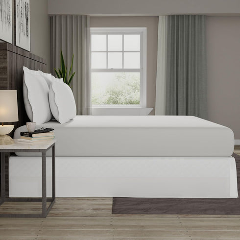 TODAY'S HOME Classic Tailored Microfiber Bed Skirt Dust Ruffle, King, 14" Drop Length, White TOH25014WHIT04