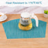 SHACOS Set of 4 Round Wedge Placemats, Heat Resistant, Woven Vinyl PVC Table Mats, Teal Blue, Indoor Outdoor