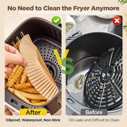Air Fryer Paper Liners, 100PCS Non-stick Oil Resistant Parchment Paper, 8 Inch for 5-8QT Air Fryers