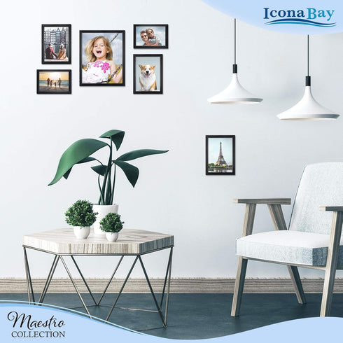 Icona Bay 4x6 Picture Frames Set, Black, 12 Pack, Classy Contemporary Style
