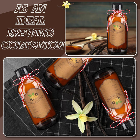12 Pack 8 oz (8 oz) ProSuites Amber Vanilla Extract Bottles Vanilla Glass Bottles for Vanilla Extract Homemade Amber