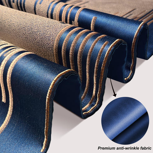 72 Inches Jiino Blue Luxury Table Runners Long with Tassels Modern Geometric Lines Runner Table for Dresser Table