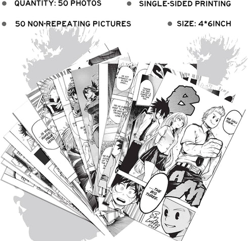 WOONKIT My Hero Academia Posters, Anime Wall Collage for Bedroom Decor, 50PCS 4x6 Inch