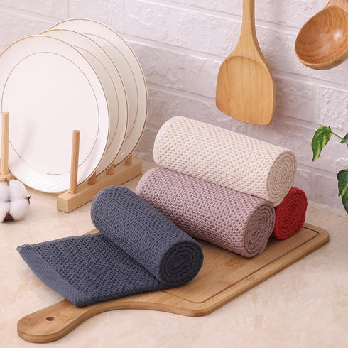 Kitinjoy 100% Cotton Kitchen Dish Cloths, 8 Pack Ultra Soft Absorbent Dish Towels, 12 X 12 Inch