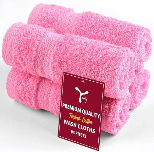 YRALY Premium Turkish Cotton Washcloths (4 Pack) Hotel Quality Ultra Soft & Absorbent
