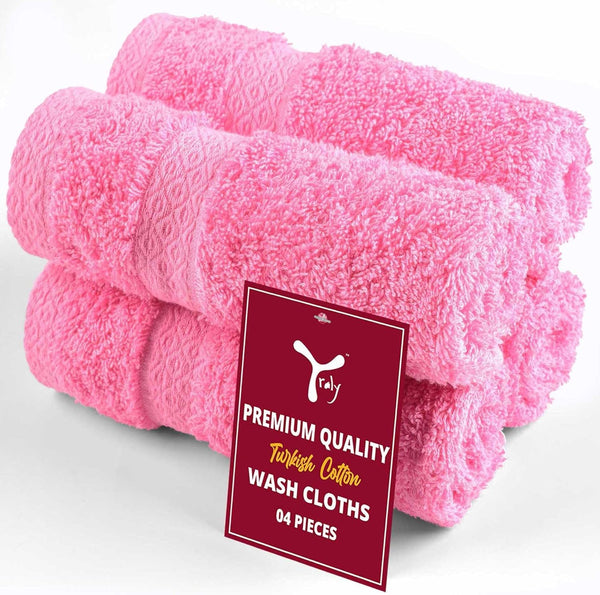 YRALY Premium Turkish Cotton Washcloths (4 Pack) Hotel Quality Ultra Soft & Absorbent