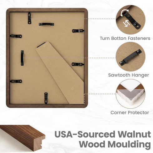 Dreamland 8x10 5x7, 8 10 Picture Frame with Mat for USA-Sourced Natural Walnut Wood Photo Frames with Resistant