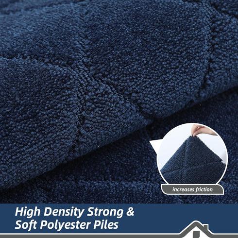 BEQHAUSE Dirt Trapper Door Mat 20" x 32", Non-Slip Machine Washable Entryway Rug, Navy Blue