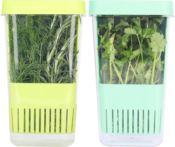 2 Pack Fresh Herb Keeper for Refrigerator, Clear BPA-Free Herb Saver, Storage