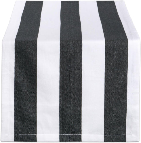 DII Cabana Dobby Stripe Tabletop Collection, Black & White 18x108-inch Table Runner