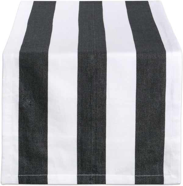 DII Cabana Dobby Stripe Tabletop Collection, Black & White 18x108-inch Table Runner