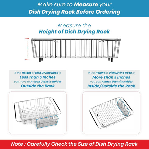 KESOL Sturdy 304 Stainless Steel Utensil Drying Rack Basket Holder with Hooks, 3 Divided Compartments, Rust Proof