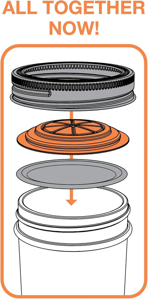 Jarware Set of 4 Orange Jelly/Jam Lids for Regular Mouth Mason Jars