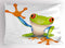 Lunarable Cartoon Pillow Sham, Green Aqua Little Tree Frog Graphic Print, Decorative Standard Size Pillowcase 26" X 20"